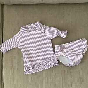 Ruffle Butts Lavender Striped Set
